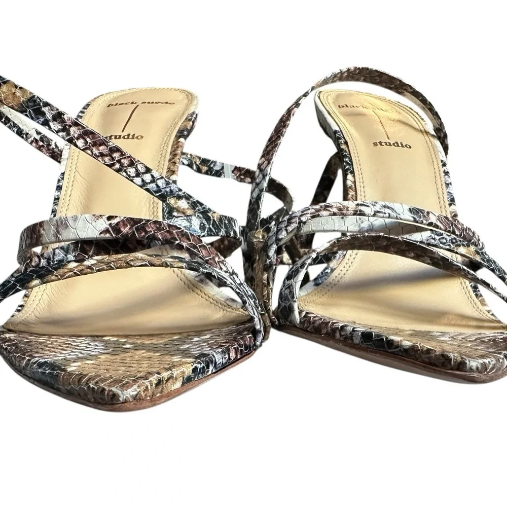 NEW Black Suede Studio Kris Python Sandals | Ankle Strap Heels | EU 37.5 / US 7 - Picture 7 of 13